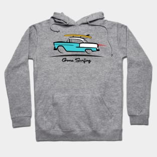 1955 Chevy Hardtop Coupe Gone Surfing Hoodie
